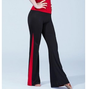 Black and red patchwork long length women's ladies female competition swing latin salsa cha cha dance pants